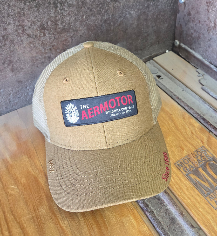 Aermotor Wheat/Red Embroidery Hat