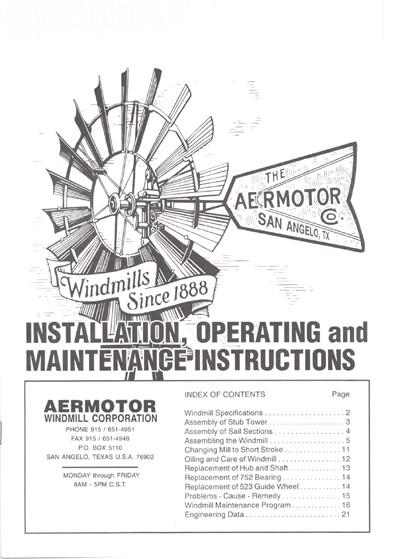 Aermotor Windmills Owner's Manual