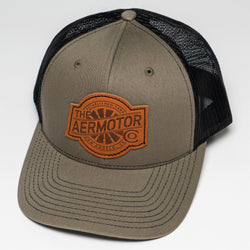 Aermotor Hat Leather Patch (Loden-Black)